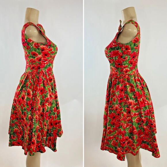 Bernie Dexter Swan Dress Size XS Poppy Floral Print A Line Rockabilly Pockets - Picture 7 of 11